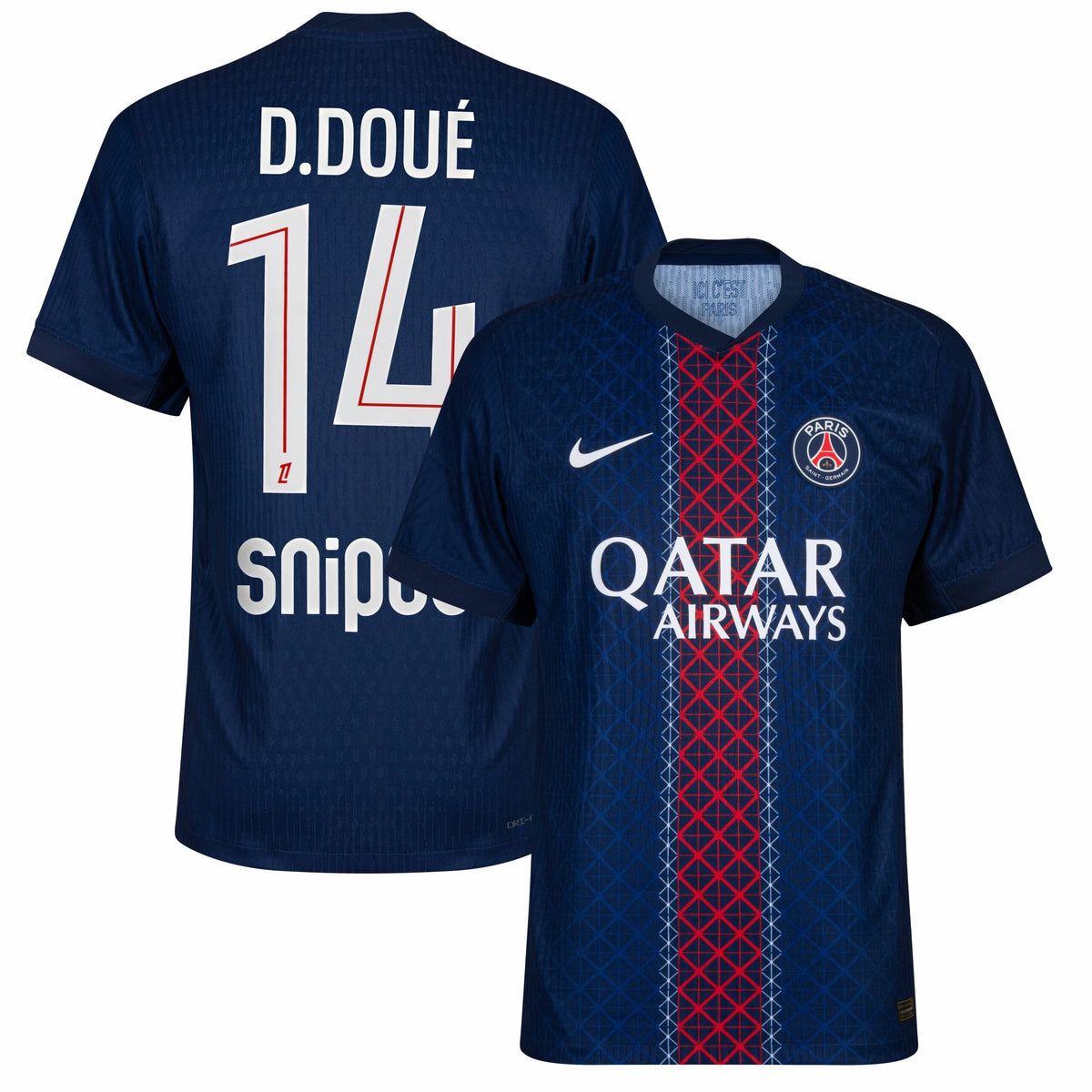 PSG Dri-Fit ADV Home D.Doué 14 Fan Jersey Shirt 2025-2026 (Official Ligue 1 Printing)